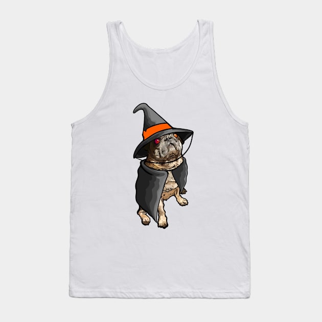 Pug in Witch Costume Tank Top by leonlambyart